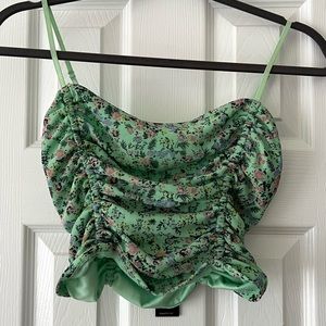 afrm green garden ditsy crop top. Size small. Never worn. With tags